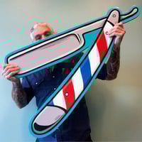 Image 1 of Barber Pole Straight Razor- Hand Painted SIgn