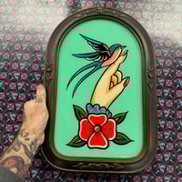 Bird on hand glass painting
