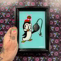 Chilly Willy Bomb glass painting
