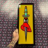 Dagger & Heart Gold glass painting