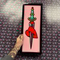 Dagger & Heart Pink glass painting