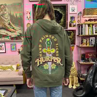 Image 3 of Dagger ZIp Hooded Sweatshirt- Olive