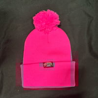 Image 2 of POM POM Neon Pink Beanie