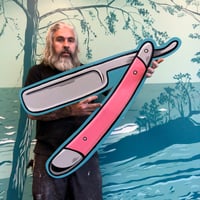 Image 2 of Barber Pole Straight Razor- Hand Painted SIgn