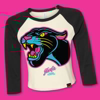 Image 1 of Panther side profile- Ladies Crop Baseball T